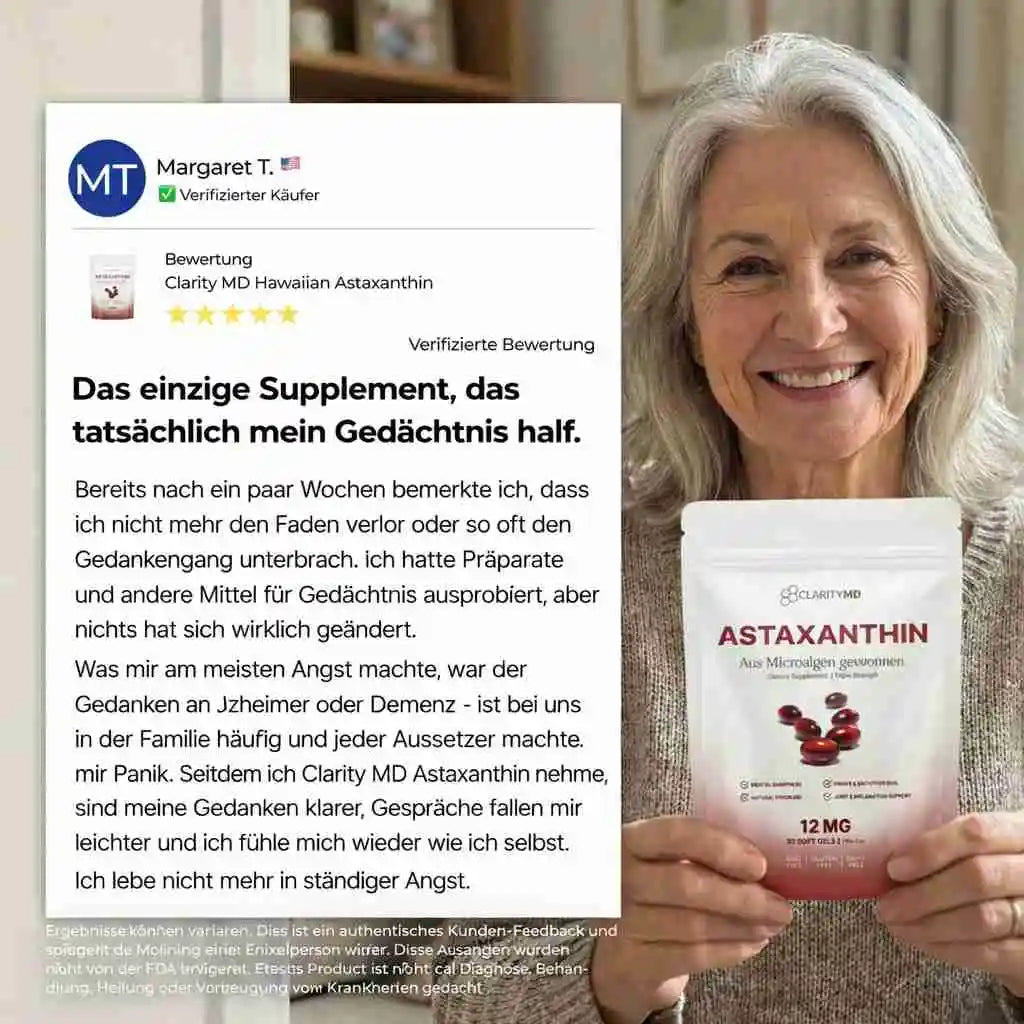 KlarsichtMD Astaxanthin 12mg Softgels – Ganzheitlicher Zellschutz für Körper & Gehirn für gesundes Altern
