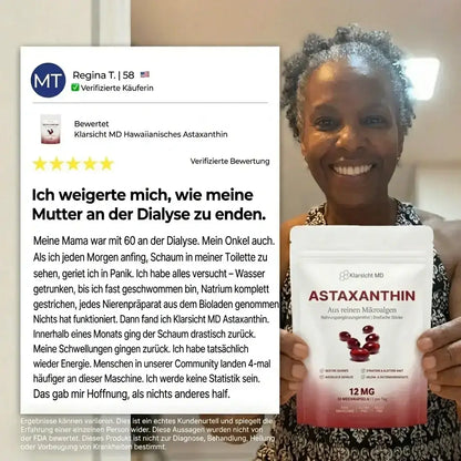 KlarsichtMD Astaxanthin – Bekämpft oxidativen Stress auf natürliche Weise, um das Gleichgewicht von innen und außen wiederherzustellen.