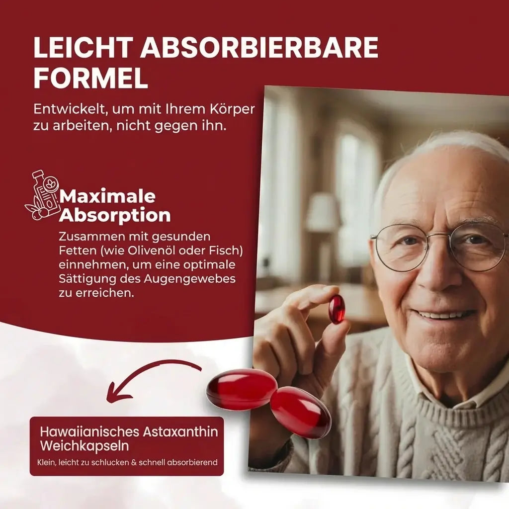 KlarsichtMD Astaxanthin – Schützt Ihre Augenzellen auf natürliche Weise und stellt eine scharfe, klare Sicht wieder her