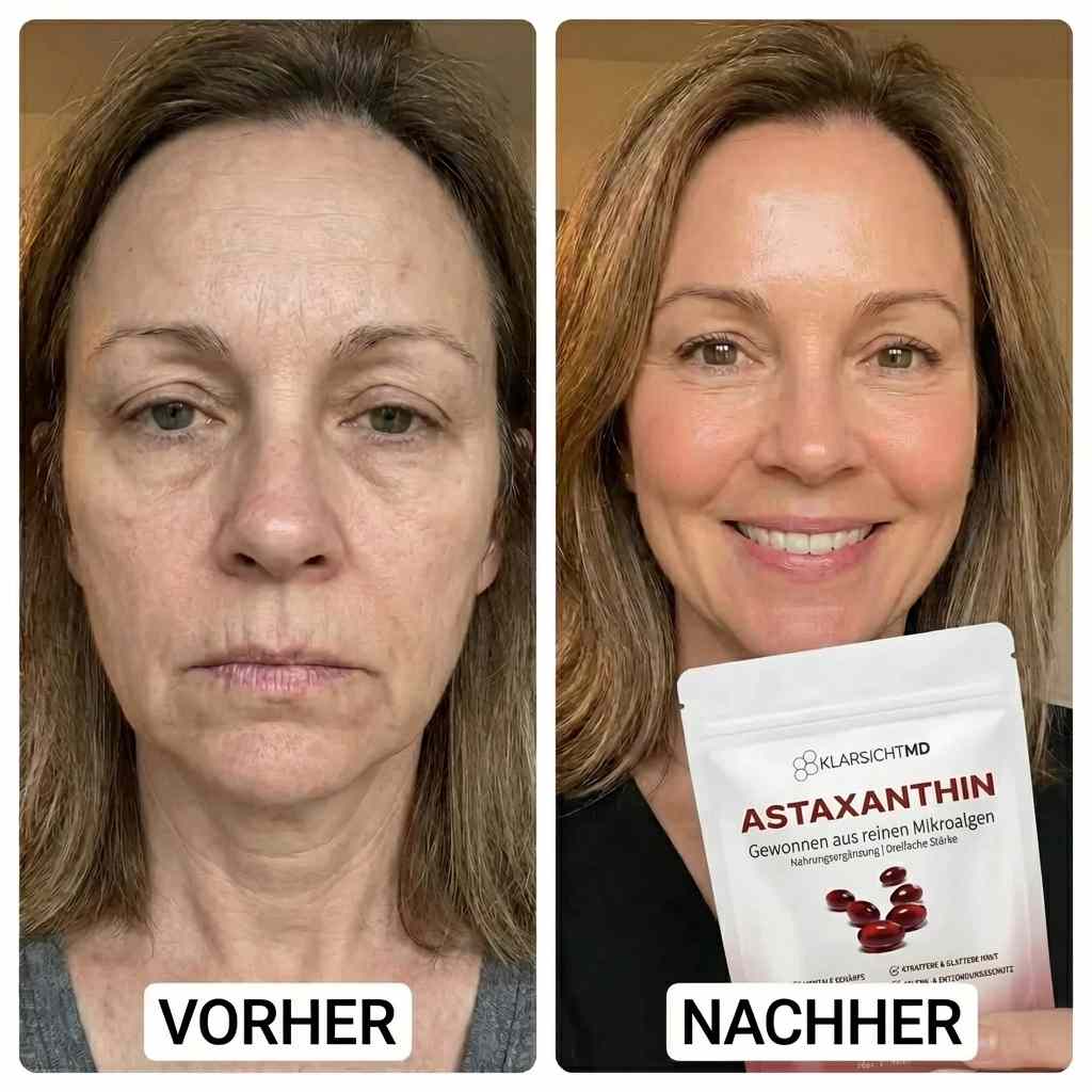 KlarsichtMD – Astaxanthin 12mg Weichkapseln – Natürlich für straffe, strahlende Haut, gesundes Haar & Energie
